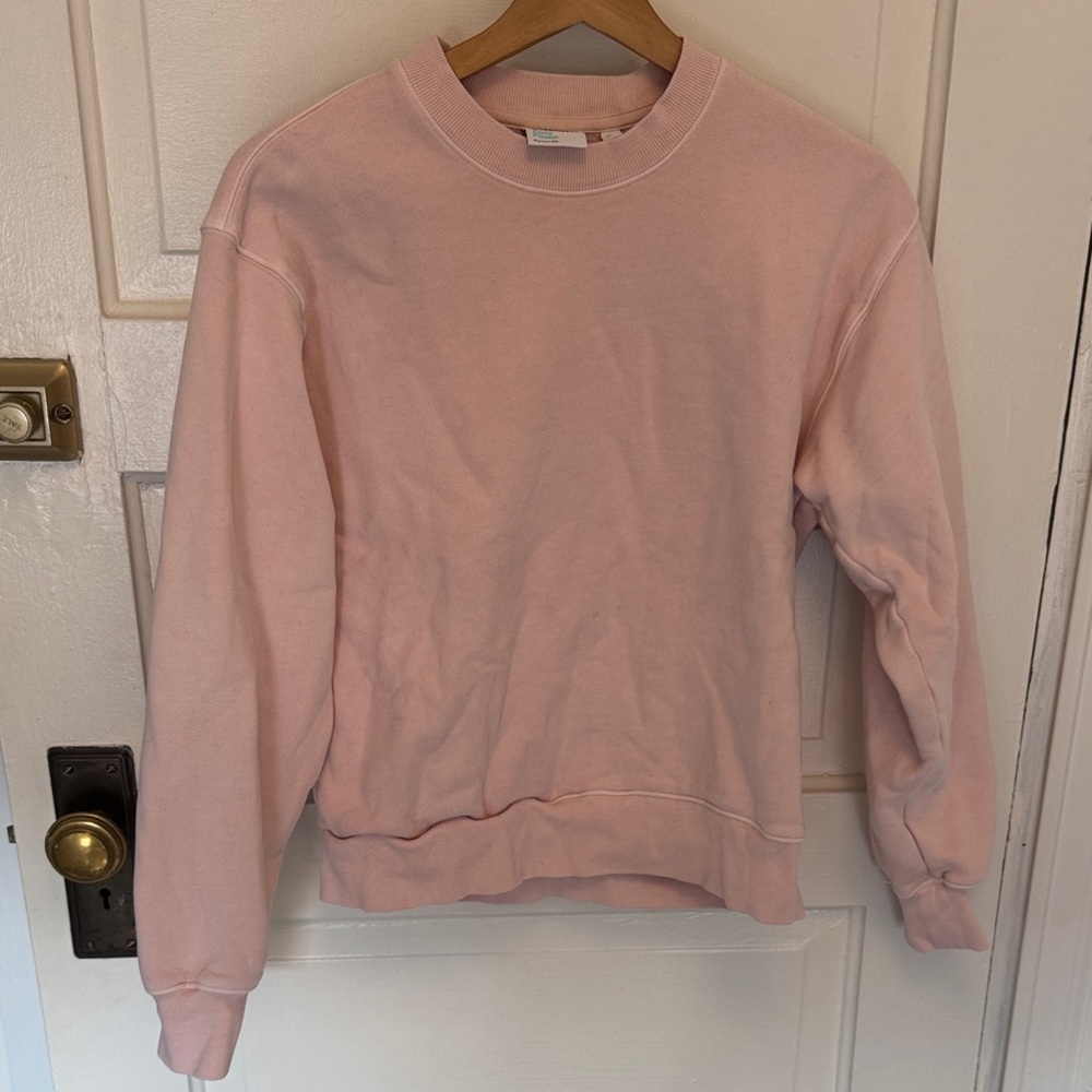 Aritzia TNA Cozy Sweatfleece Baby Pink Sweatshirt